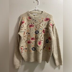 Woven Heart Embroidered Sweater